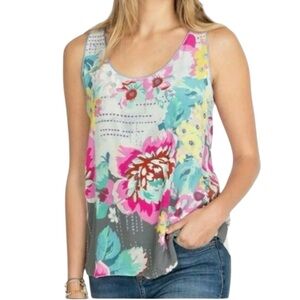 Johnny Was Reversible Floral Print Ferrara Silk Crepe de Chine Tank Top